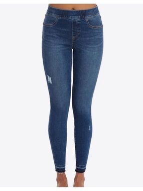SPANX Women's Distressed Skinny Jeans in Deep Blue, size Medium
